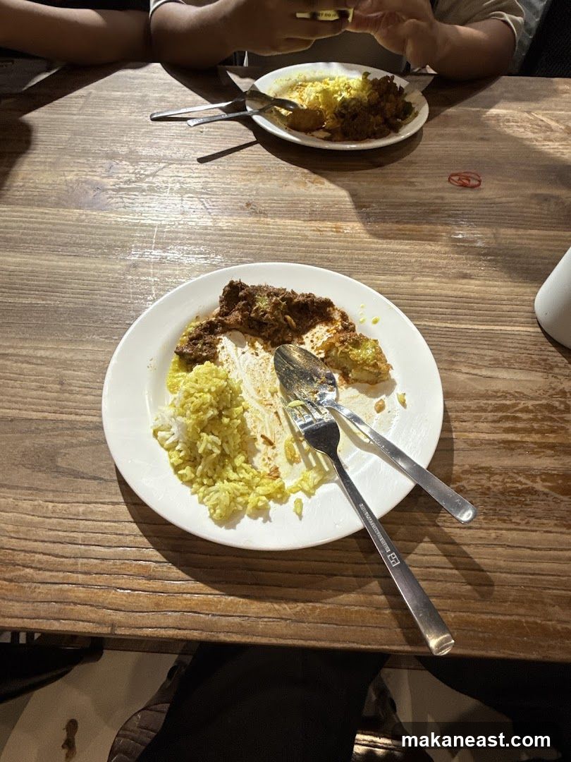 Partially Eaten Meals on Wooden Table