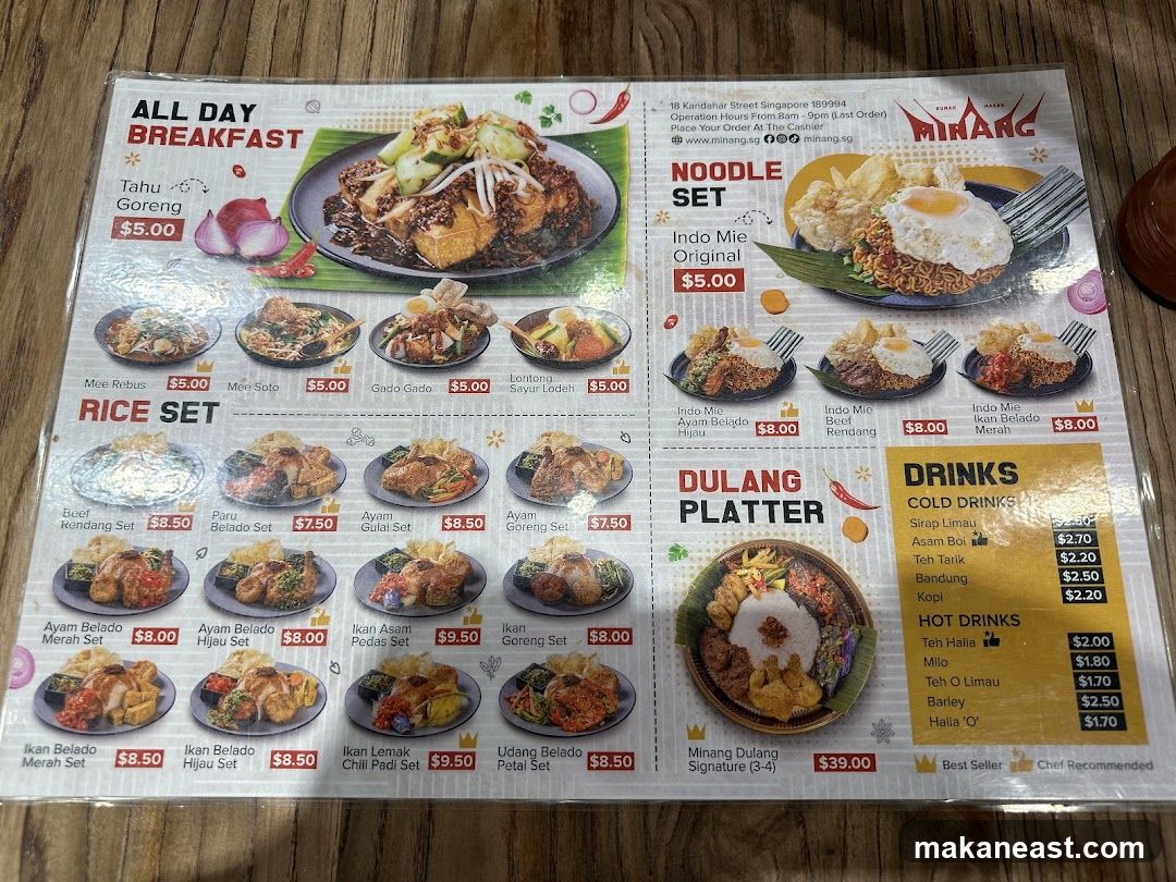 Minang Menu