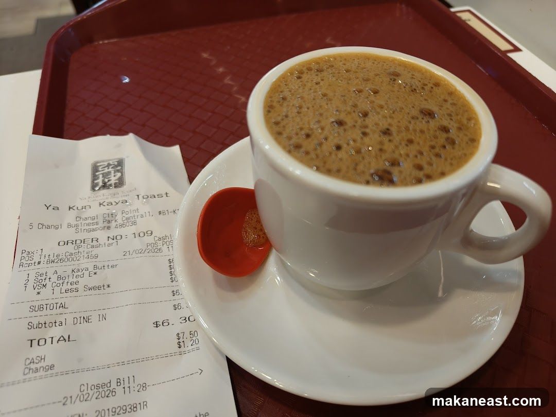 Ya Kun Kaya Toast Receipt and Coffee
