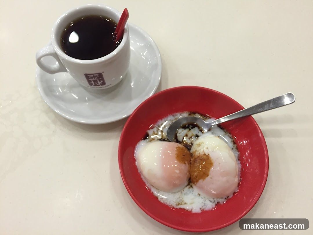Soft-boiled eggs and coffee