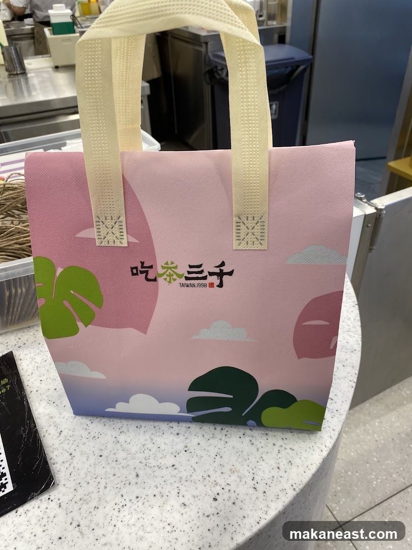 Pink Gift Bag with Tropical Design