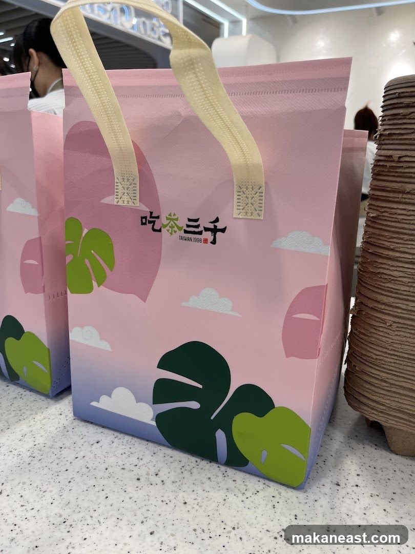 Pink Shopping Bag with Tropical Leaf Design