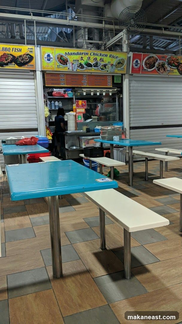 Food stall with tables
