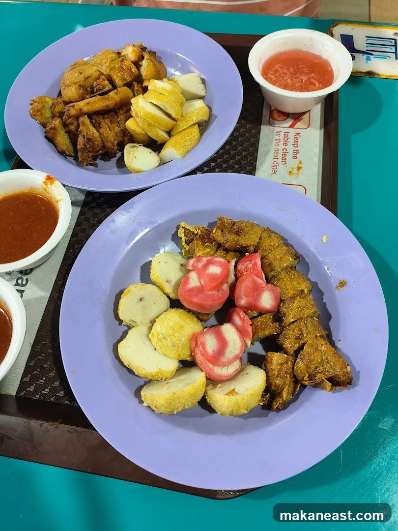 Plates of Food with Dipping Sauce