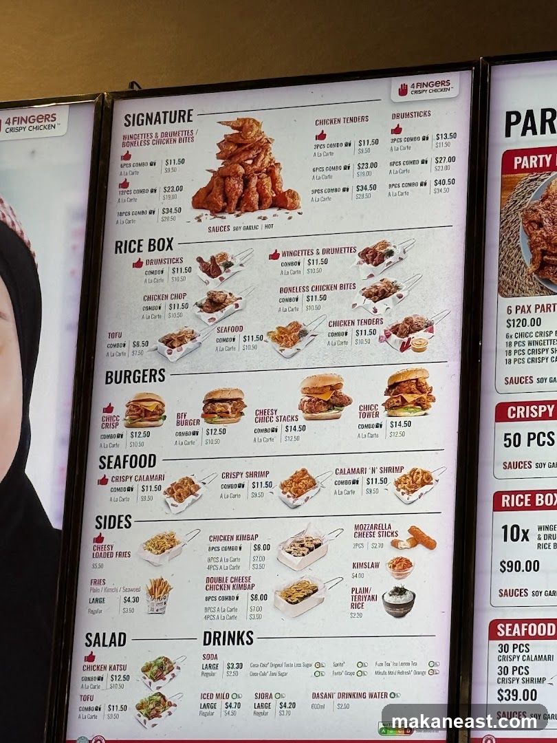 4 Fingers Crispy Chicken Menu