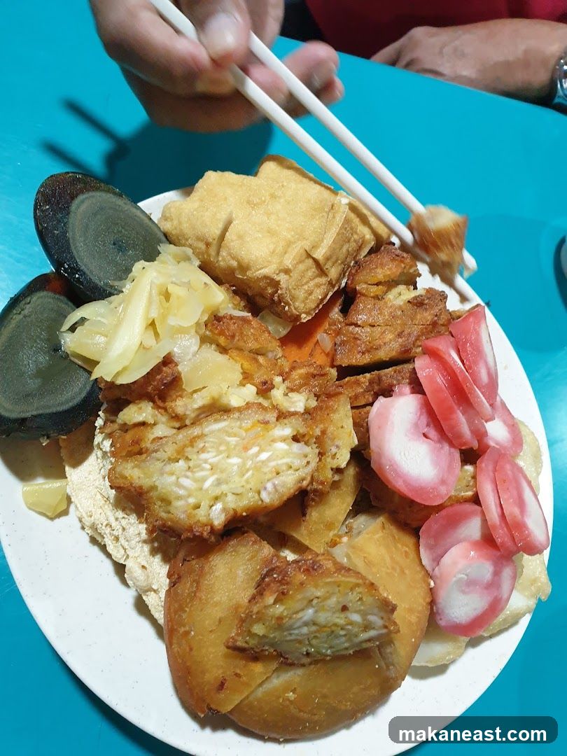 Plate of Fried Food and Century Eggs