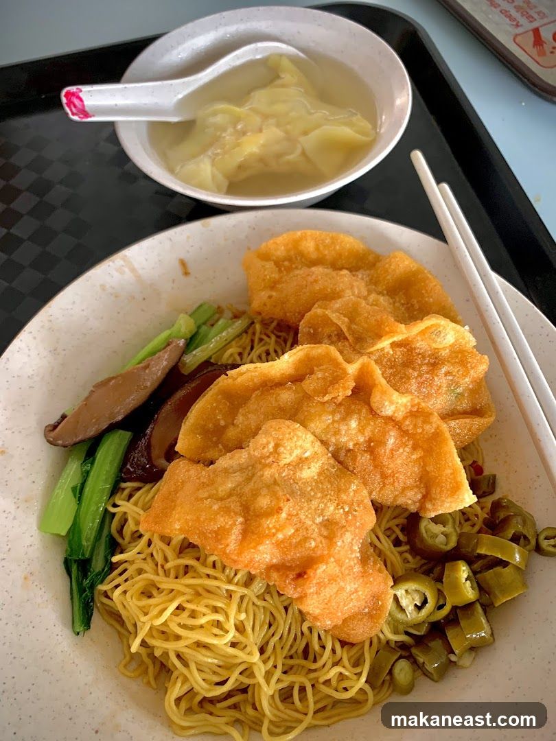 Noodles with Fried Wontons and Soup