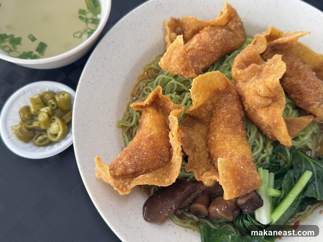 Fried Wontons with Green Noodles