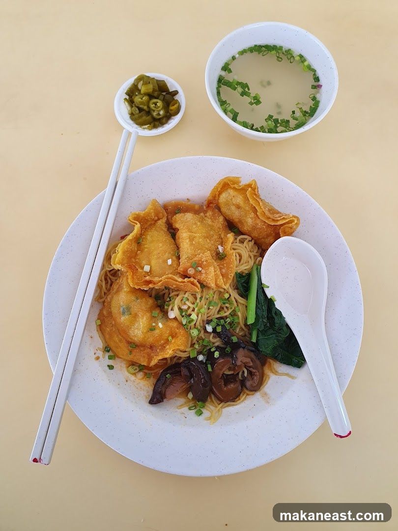 Noodles with Wontons and Mushrooms