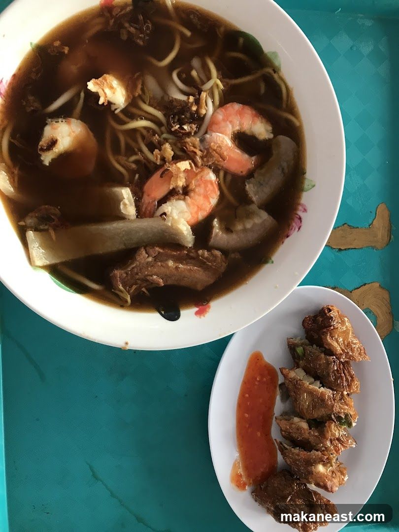 Noodle Soup and Fried Rolls