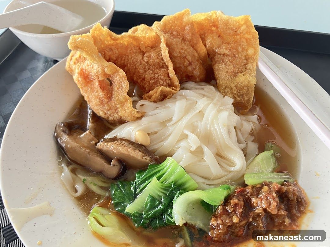 Noodle Soup with Fried Wontons