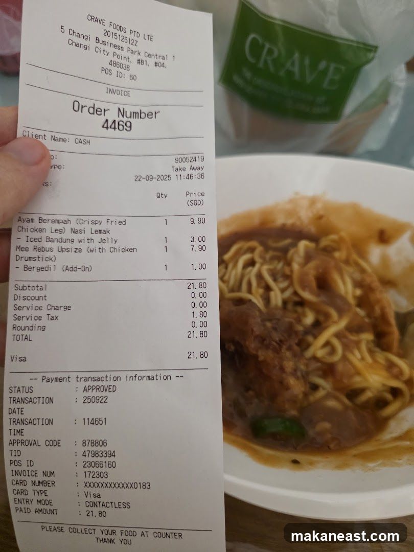 Crave Receipt and Food