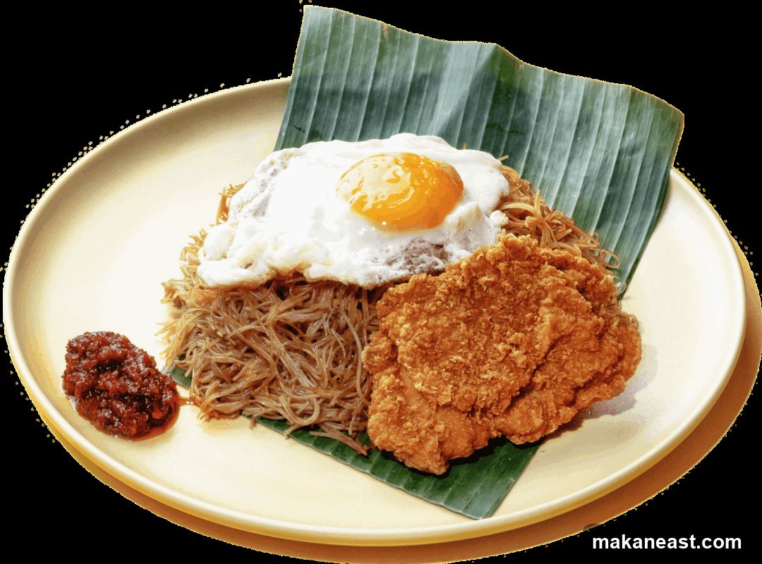 Fried Chicken with Noodles and Egg