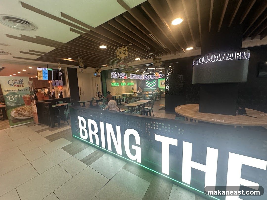 Restaurant Interior with Seating and Signage