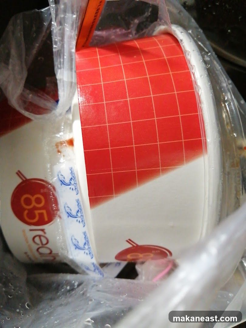 Food containers in a plastic bag