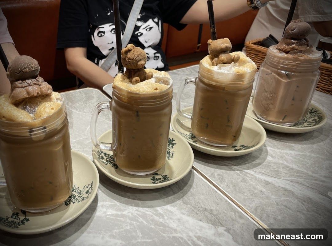Iced Coffee Drinks with Bear Toppings