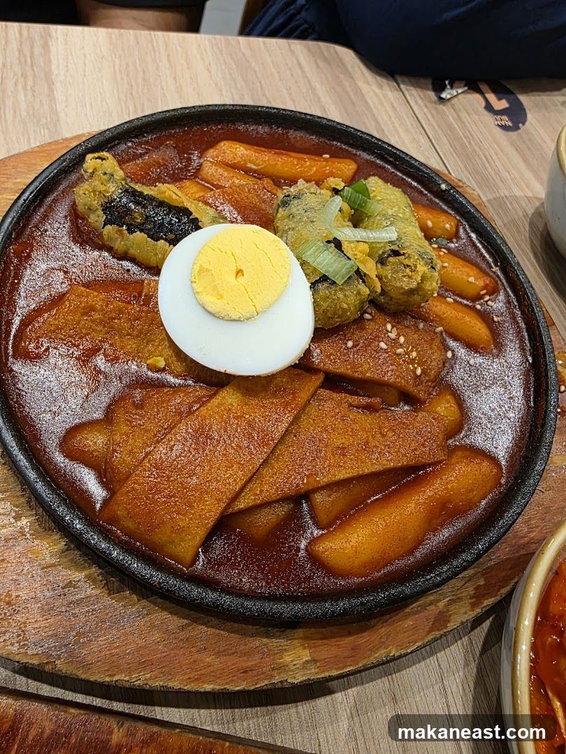 Tteokbokki with Egg and Fried Seaweed Rolls