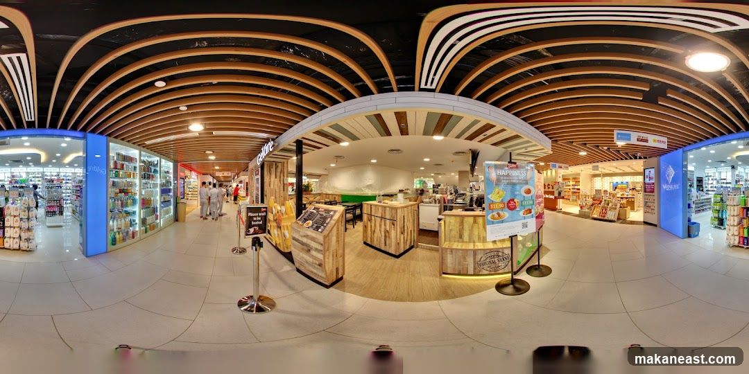 Indoor shopping mall with various stores