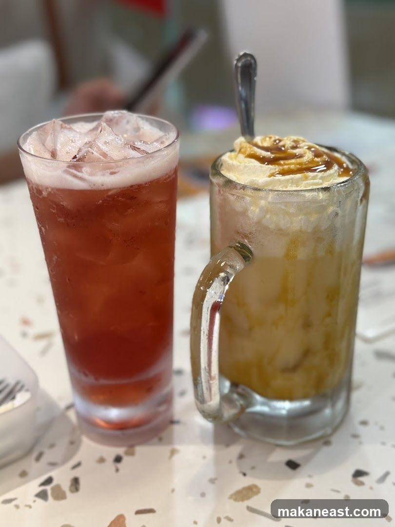 Two drinks on a table