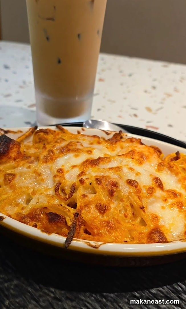 Baked Pasta Dish with Iced Coffee