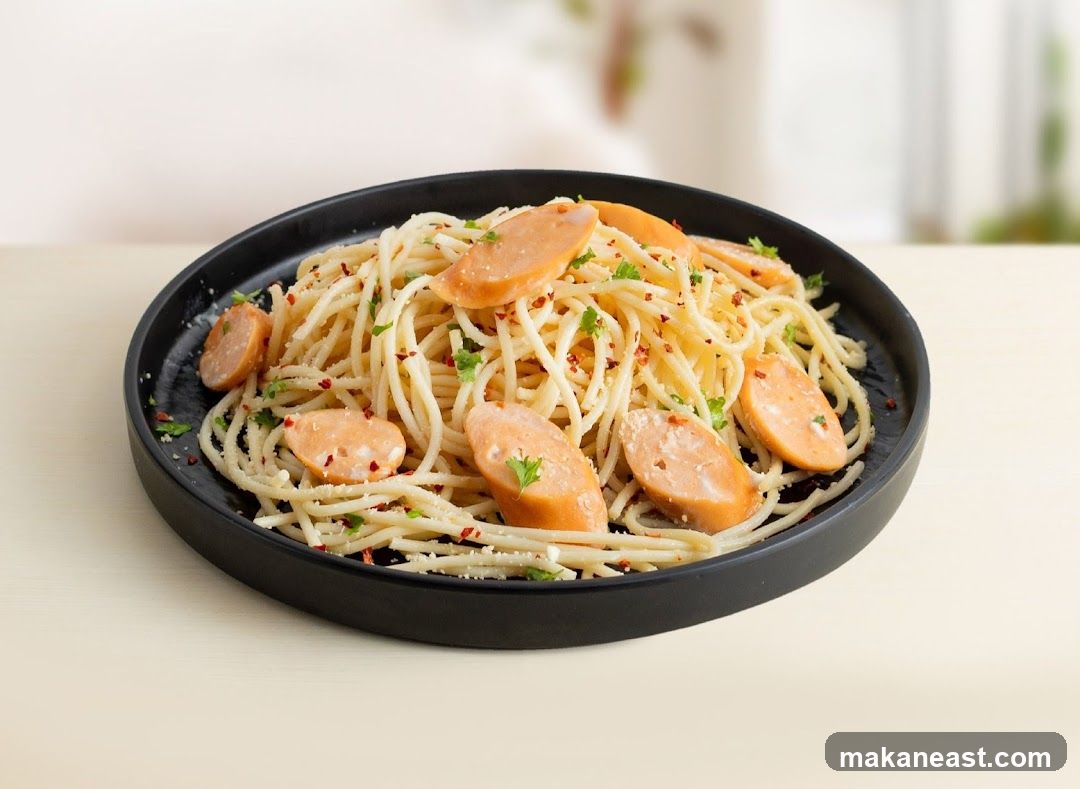 Spaghetti with Sausage Slices