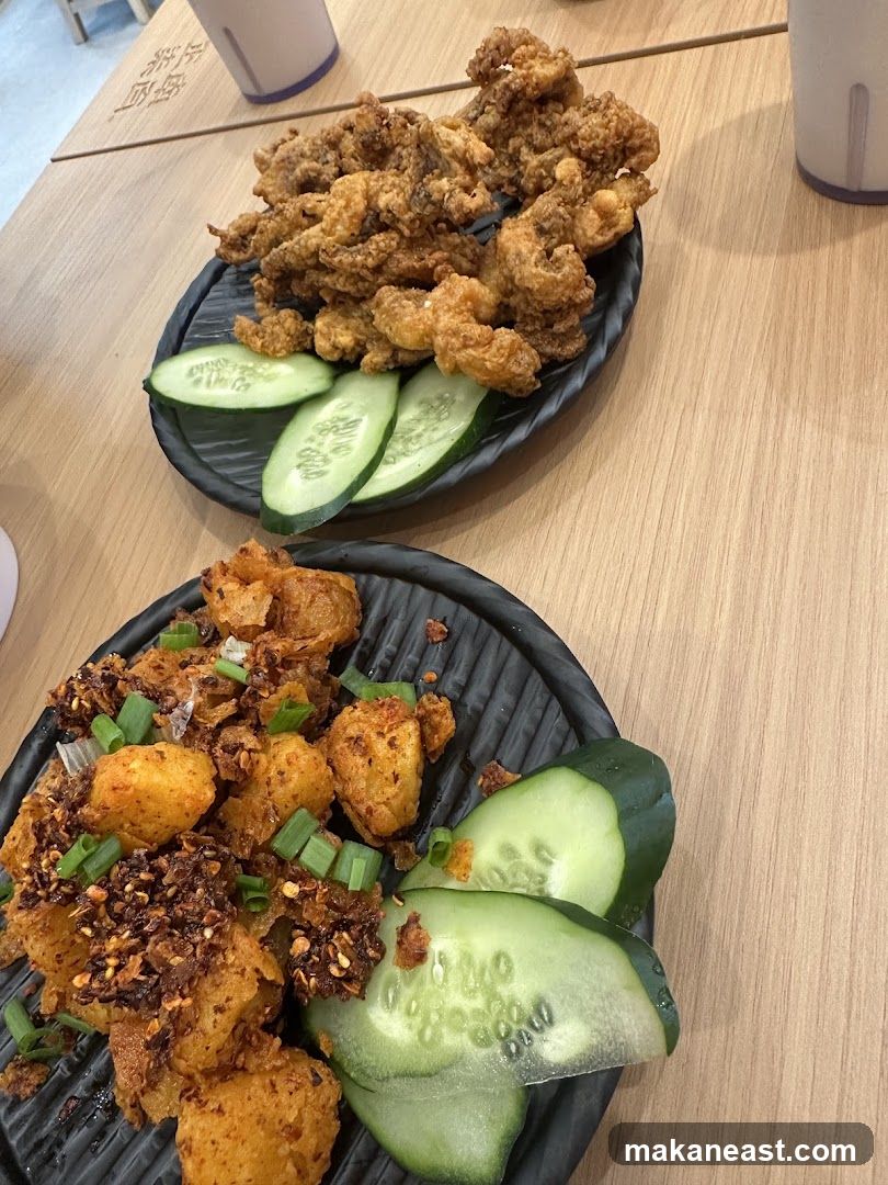 Fried Snacks with Cucumber Slices