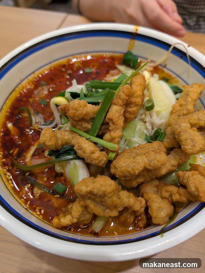 Spicy Noodle Soup with Fried Meat