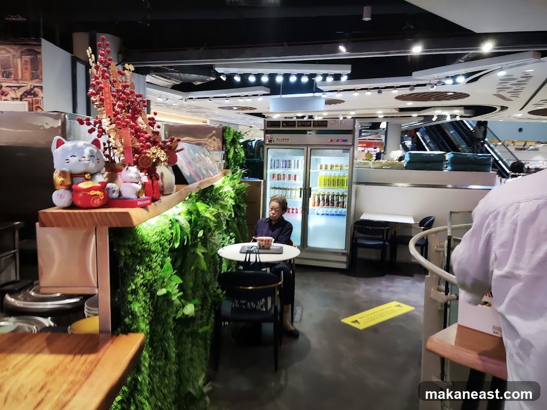 Cafe Interior with Maneki-neko Decorations