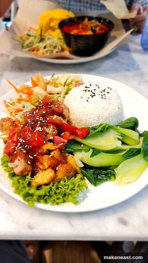 Asian-inspired dish with rice and vegetables