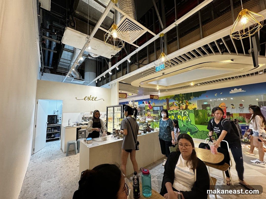 Dessert shop interior with customers