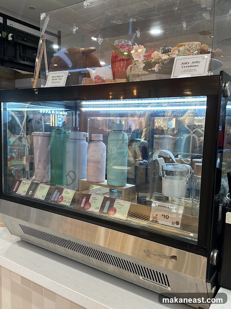 Display Case with Drinks and Merchandise