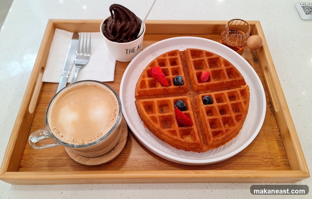Waffle with Coffee and Ice Cream