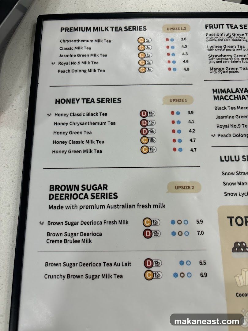Milk Tea Menu