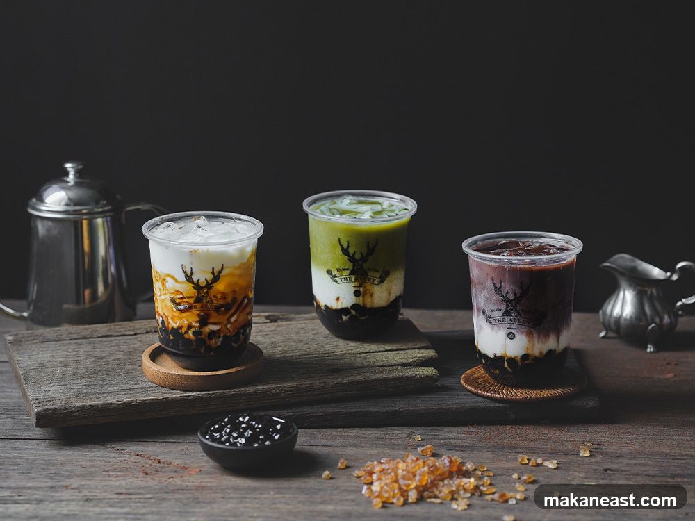 Three bubble tea drinks