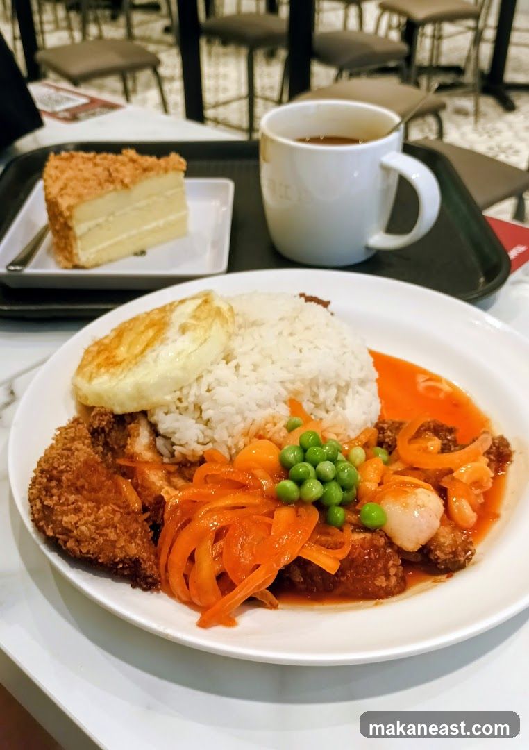 Meal with Rice and Cake