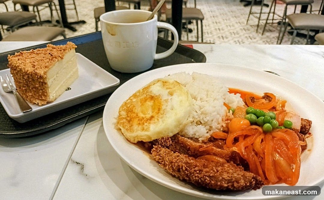 Meal with Cake and Coffee