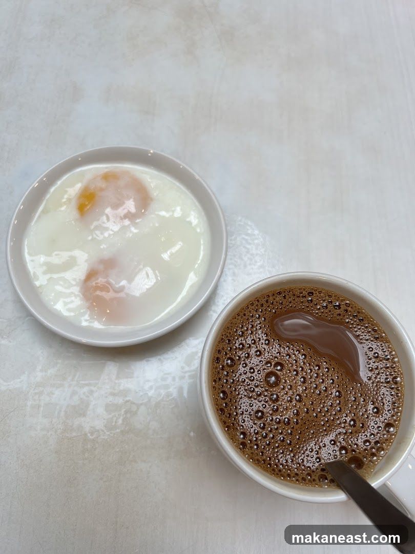 Soft-boiled eggs and coffee
