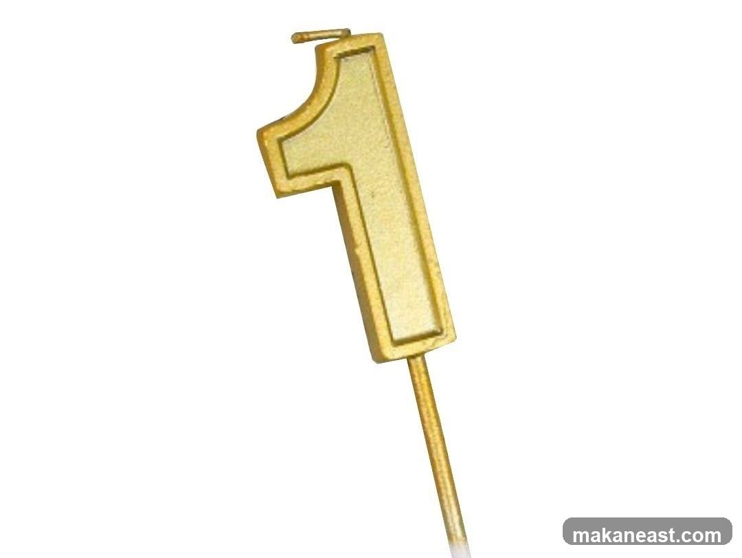Gold Number 1 Candle