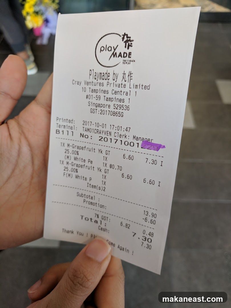 Receipt from Playmade