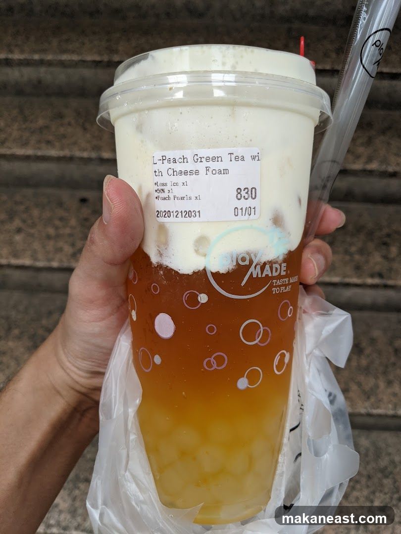 Peach Green Tea with Cheese Foam