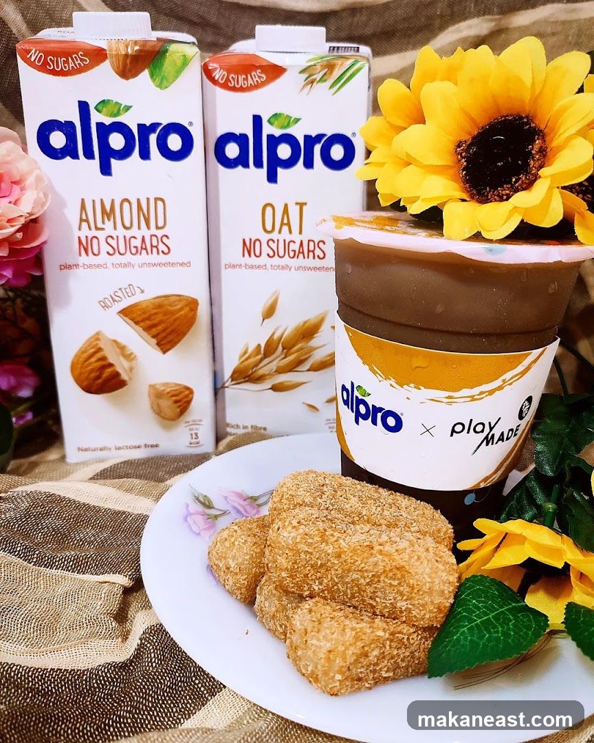 Alpro Almond and Oat Milk with Snacks
