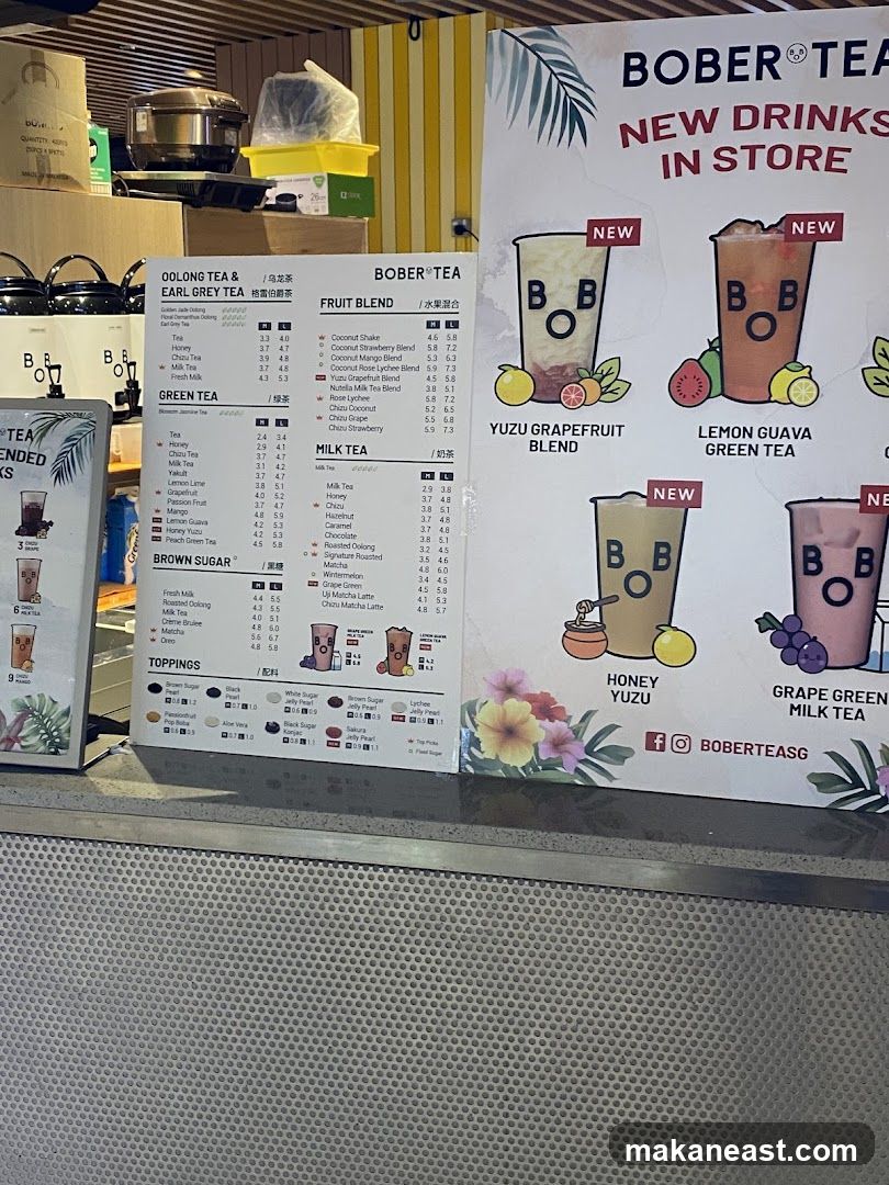 BOBER TEA Menu