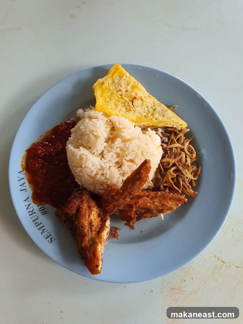 Nasi Lemak with Fried Chicken