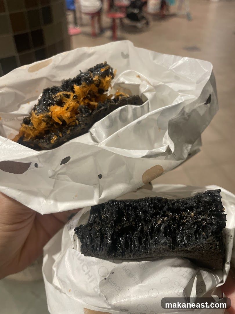 Black Pancakes with Toppings