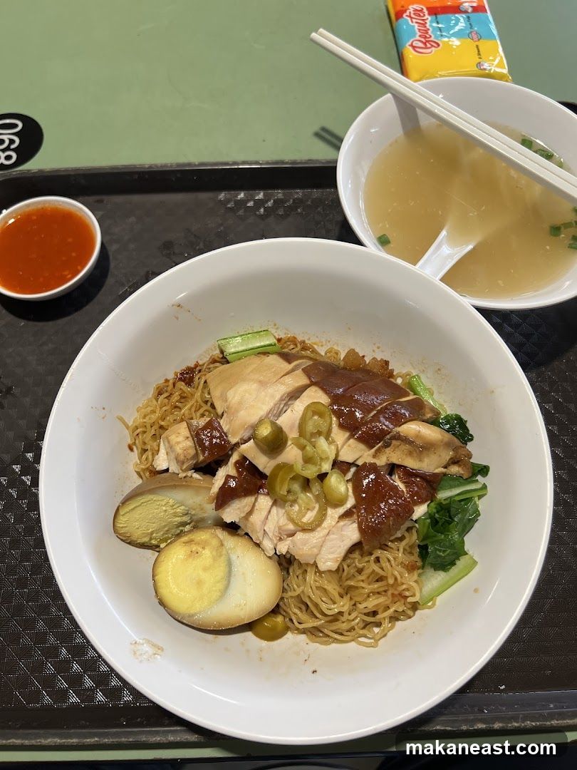 Chicken Noodles with Egg and Soup