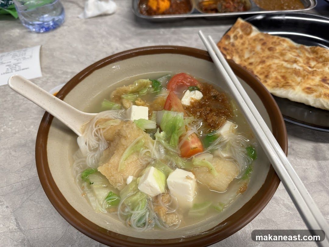 Noodle Soup with Roti Canai