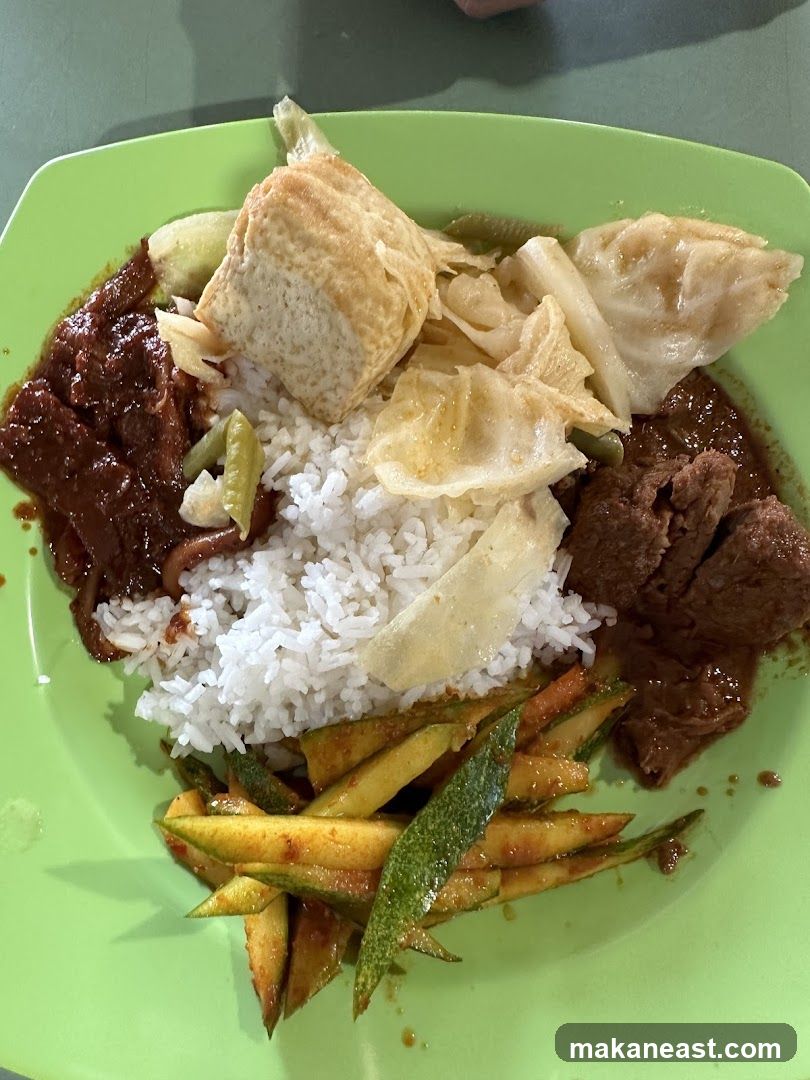 Plate of Rice with Various Dishes