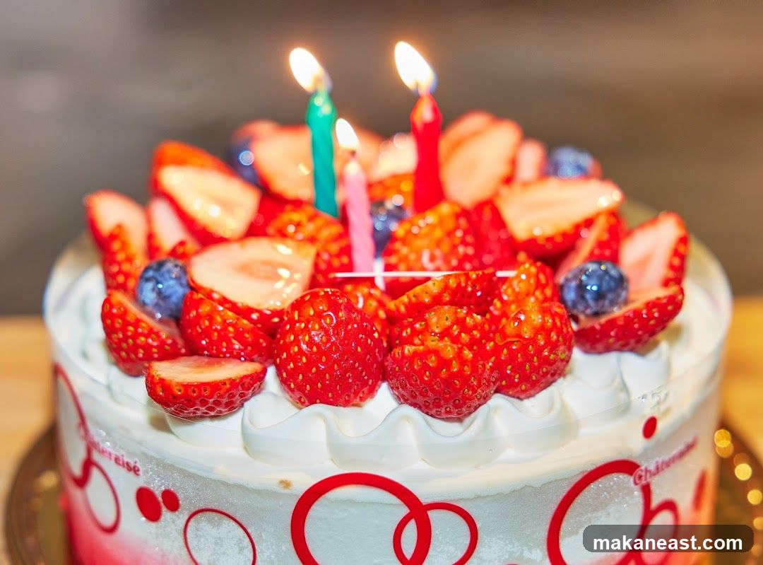 Strawberry and Blueberry Cake with Candles