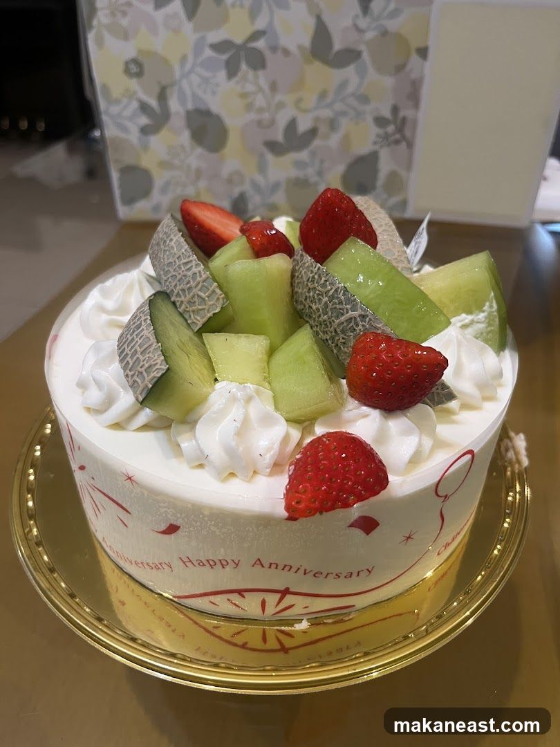 Anniversary Cake with Fruit and Cream