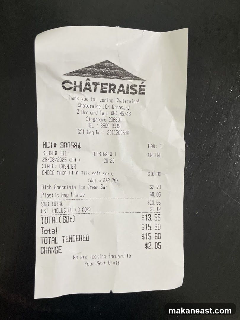 CHÂTERAISÉ Receipt